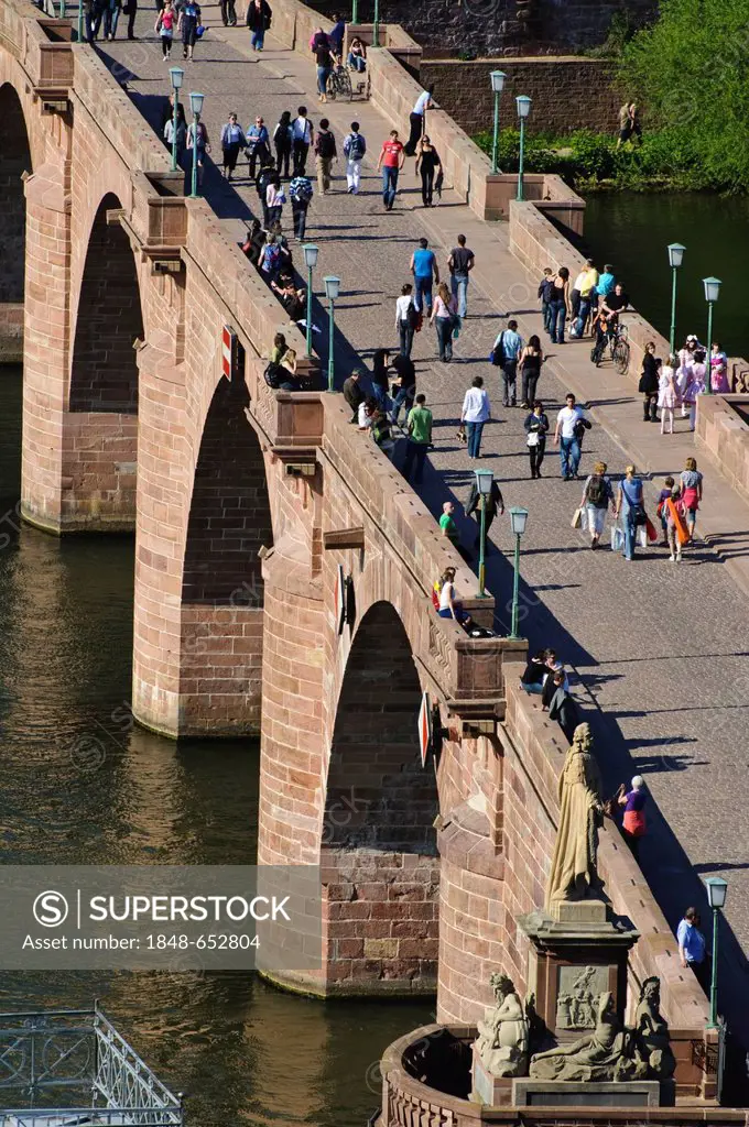 Alte Bruecke or Karl-Theodor-Bruecke Bridge, Heidelberg, Baden-Wurttemberg, Germany, Europe
