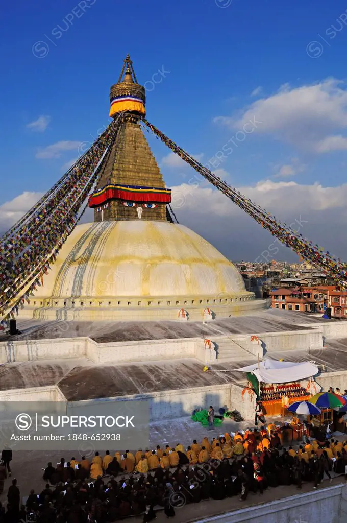 Boudhanath Stupa, Kathmandu, Kathmandu Valley, UNESCO World Heritage Site, Nepal, Asia