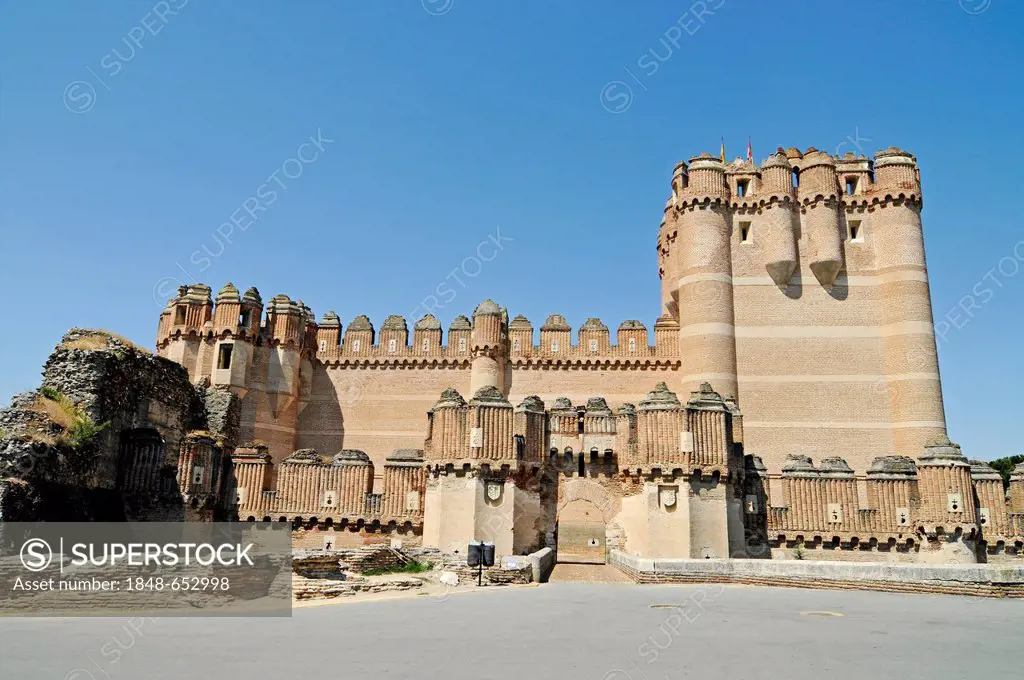 Castillo, castle, Mudejar style, museum, Coca, Segovia province, Castile and León, Spain, Europe, PublicGround