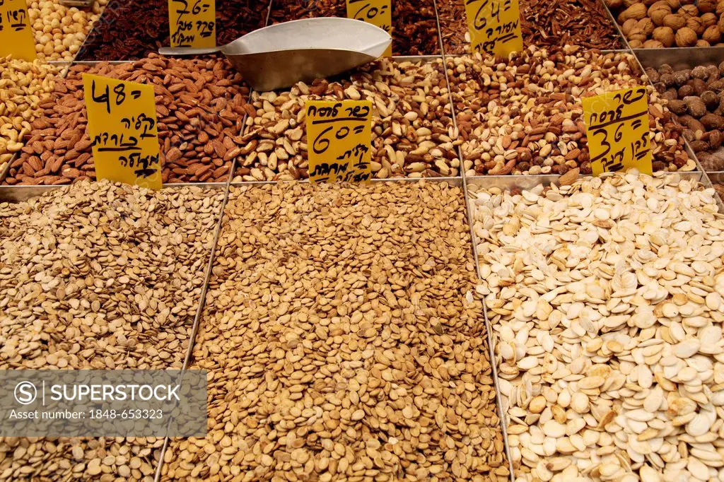 Nuts for sale, market, Jerusalem, Israel, Middle East