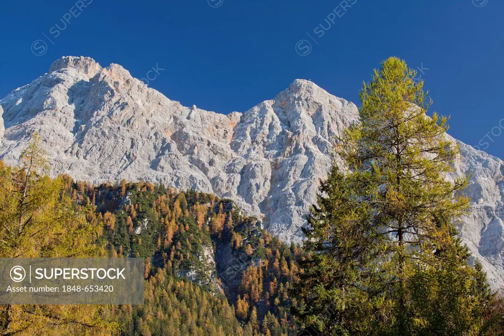 View of Mt. Zugspitze in autumn, Germany, Austria, Europe