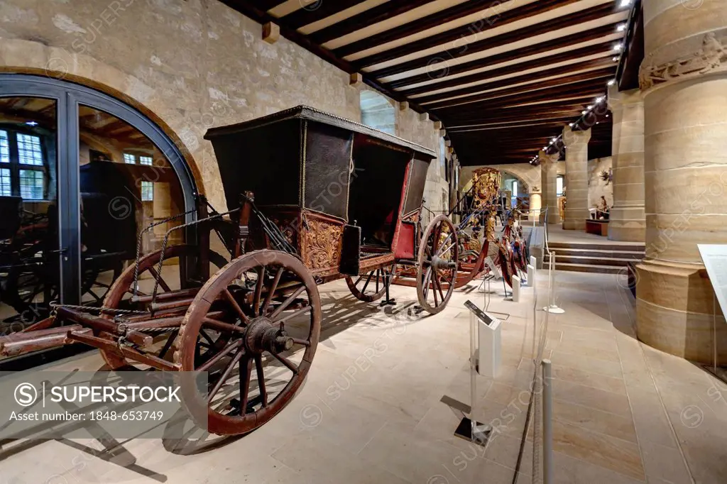 Carriage, weapons and art museum in the Veste Coburg castle, Coburg, Upper Franconia, Franconia, Bavaria, Germany, Europe