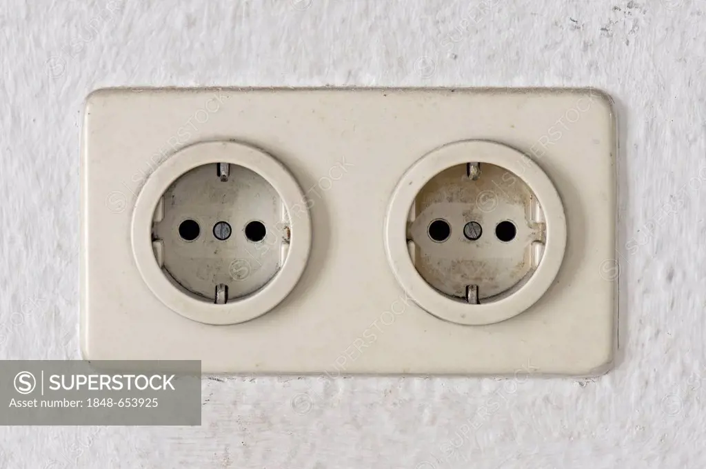 Old double power outlet, Germany, Europe