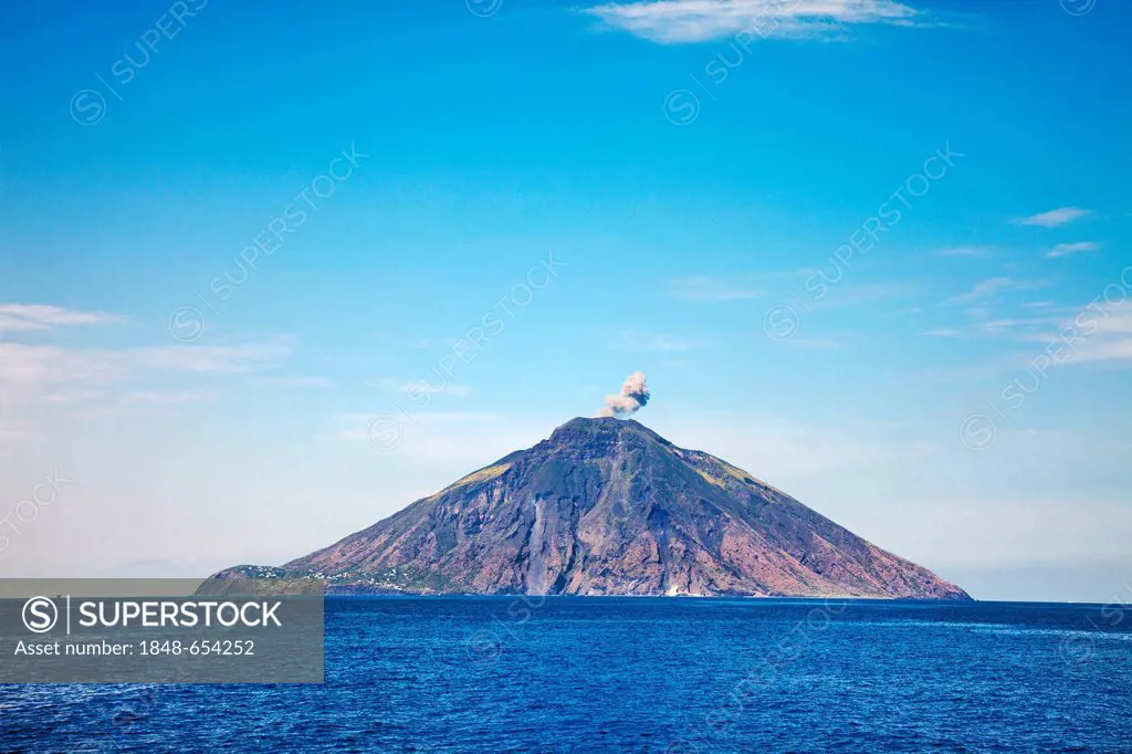 Volcanic island of Stromboli, Aeolian Islands, Sicily, Italy, Europe