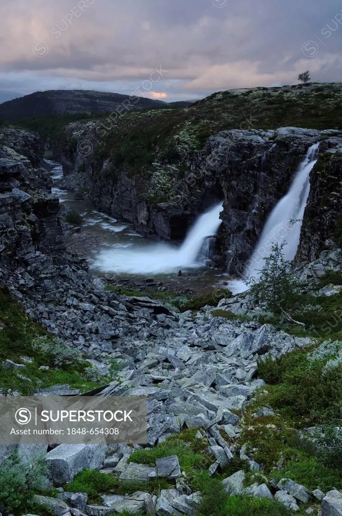 Waterfalls in the Store Ula River, Rondane National Park, Norway, Europe