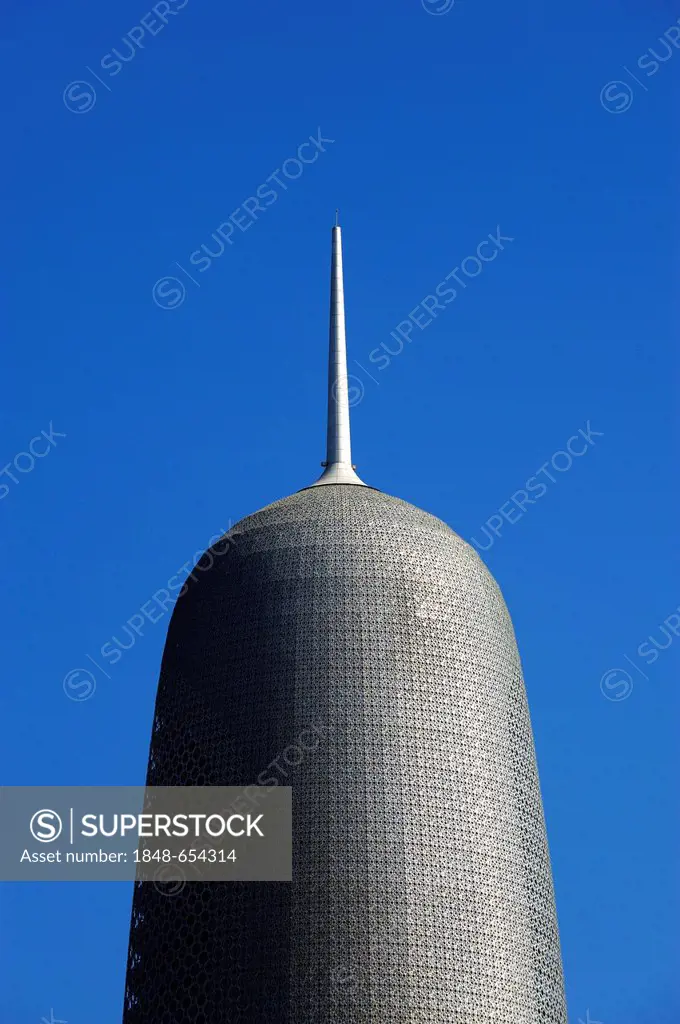 Top of the skyscraper Burj Qatar, architect Jean Nouvel, Doha, Qatar, Arabian Peninsula, Persian Gulf, Middle East, Asia
