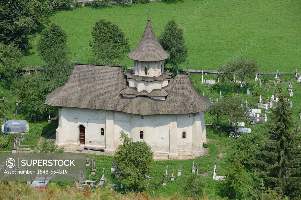 Church and cemetery of Sucevita Monastery, a painted monastery of northern Moldavia, Romania, Europe