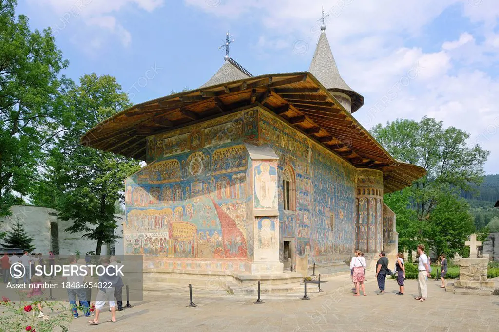 Voronet Monastery, a painted monastery of northern Moldavia, Romania, Europe
