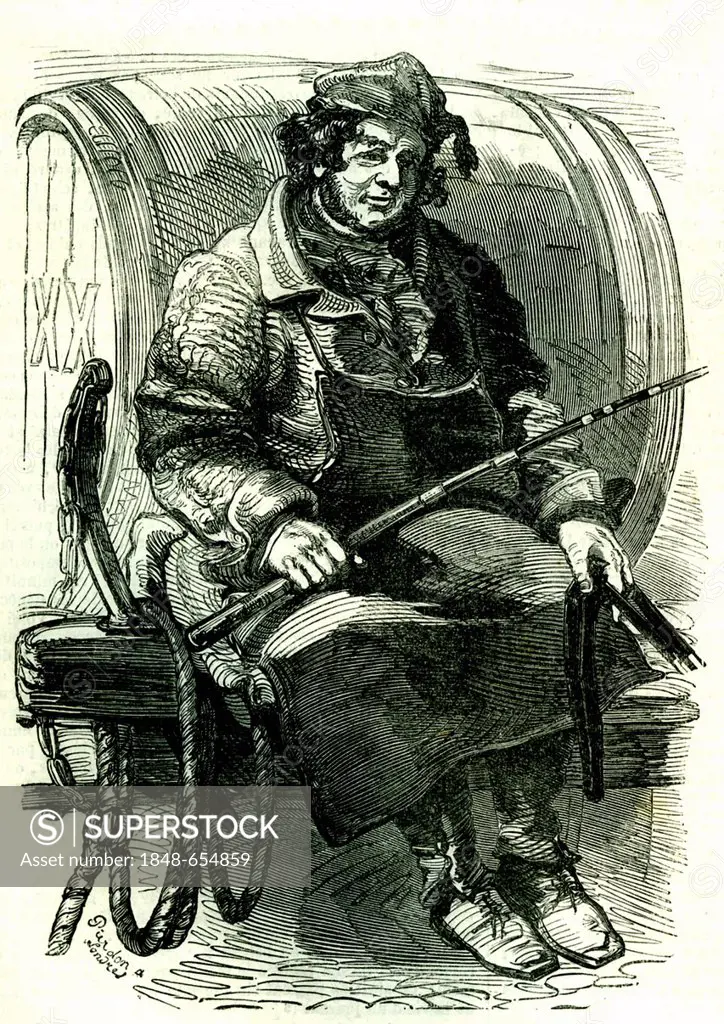 Brewery carter, London, England, historical illustration, 1869