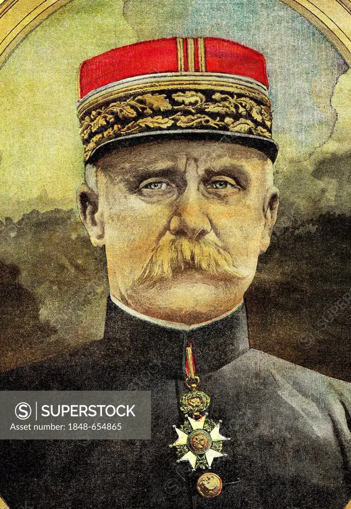 General Philippe Pétain, commander of the army in Verdun in First World War, historical illustration, 1918