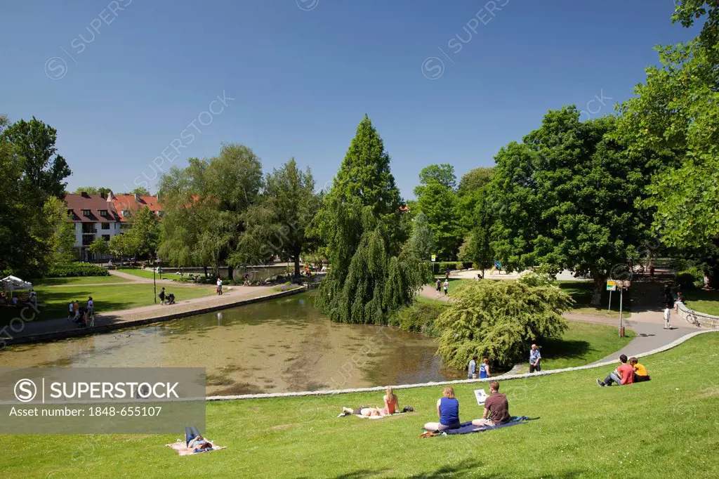 Headwaters of the Pader river, Paderborn, Ostwestfalen-Lippe region, North Rhine-Westphalia, Germany, Europe, PublicGround
