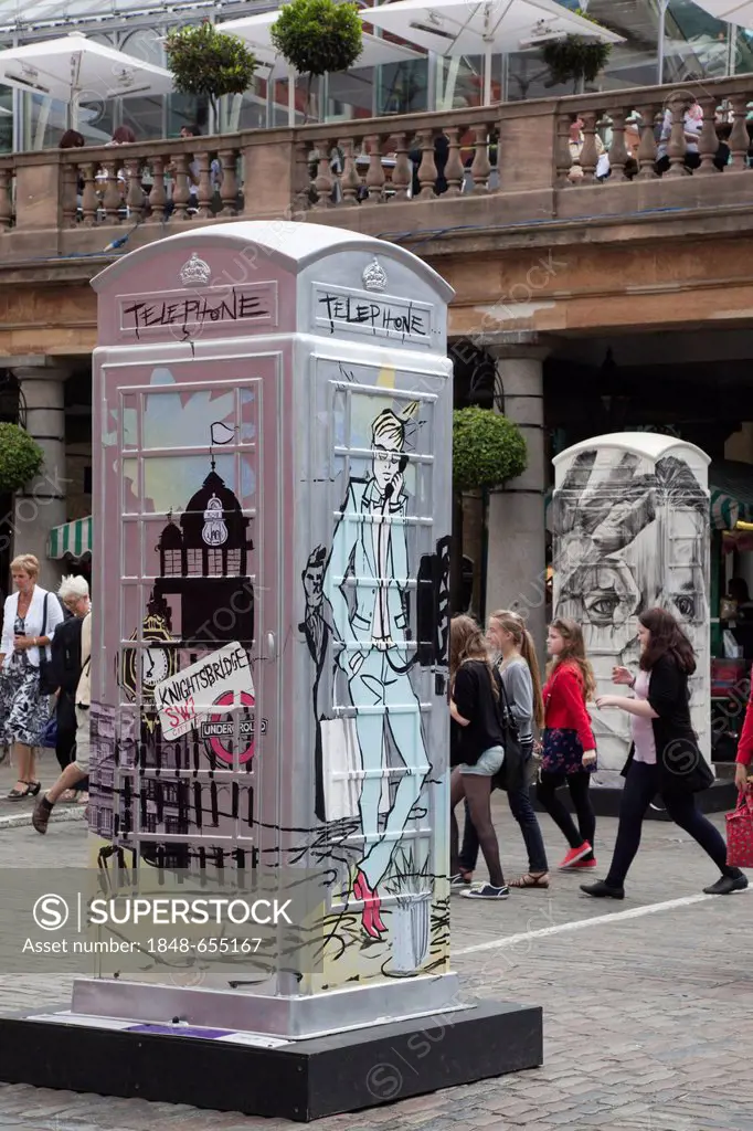 BT ArtBox, telephone booth art project, design by Harvey Nichols London in Covent Garden, London, England, United Kingdom, Europe