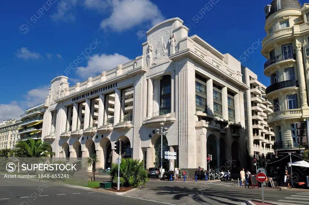 Art Deco building at Promenade des Anglais, Nice, Nizza, Cote d'Azur, Alpes Maritimes, Provence, France, Europe