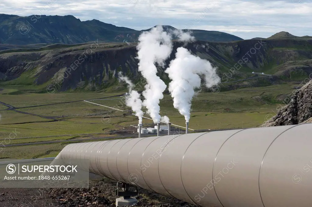 Geothermal power plant, Nesjavellir power plant, Hengill region, Iceland, Scandinavia, Northern Europe, Europe