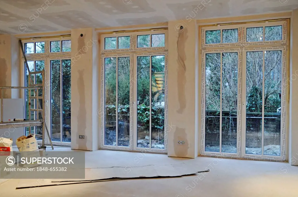 Windows, building materials, construction site, building renovation, Germany, Europe