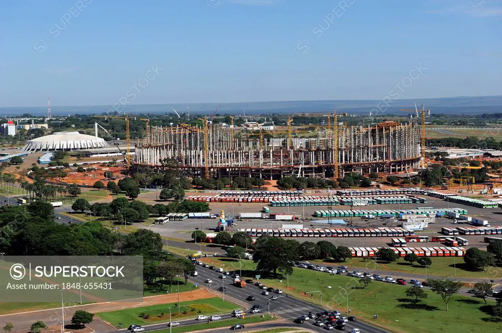 Construction site of the football stadium for the Football World Cup 2014, Brasilia, Distrito Federal DF, Brazil, South America