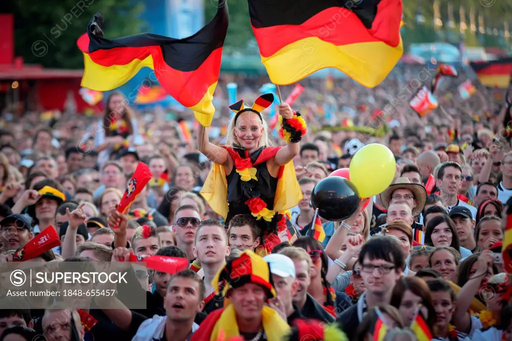 Euro 2012, fans of the German national football team at the Fan Mile during the first round match against Portugal, Berlin, Germany, Europe