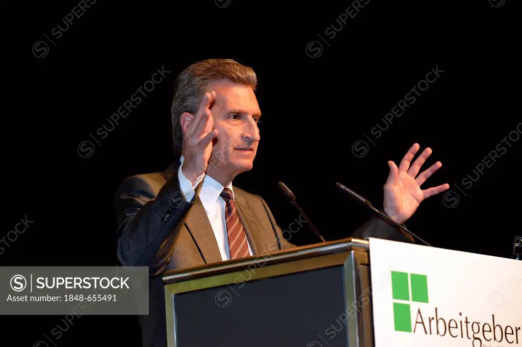 Guenther H. Oettinger, EU Commissioner for Energy, member of the Commission of the European Communities and responsible for energy, Unternehmertag 201...