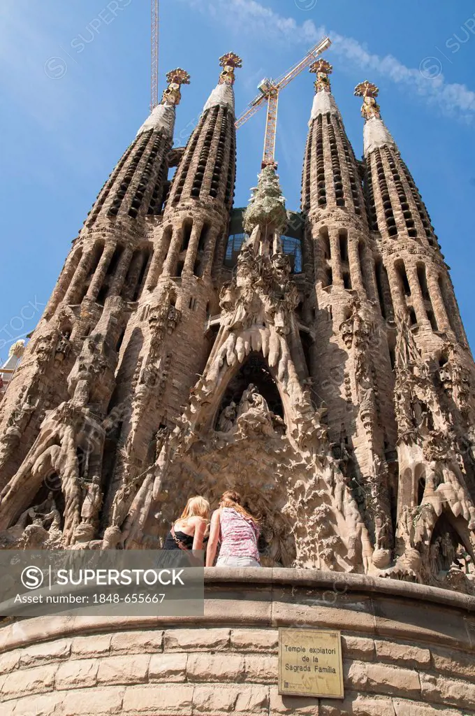 Sagrada Familia church, Nativity Façade, Antoni Gaudi, Barcelona, Catalonia, Spain, Europe
