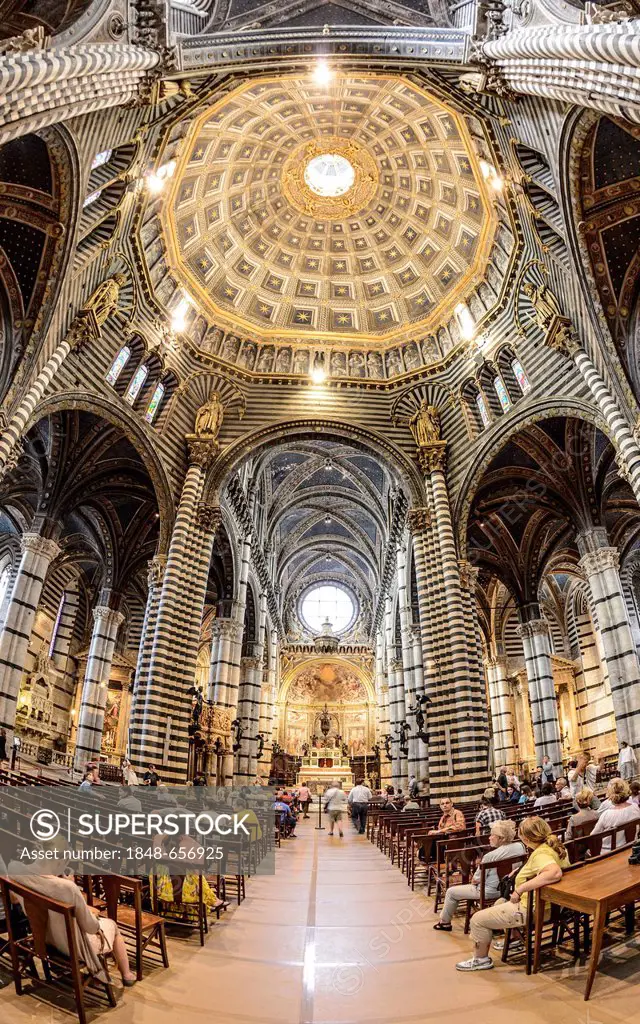 Interior view, Cathedral of Siena, Cattedrale di Santa Maria Assunta, main church of the city of Siena, Tuscany, Italy, Europe