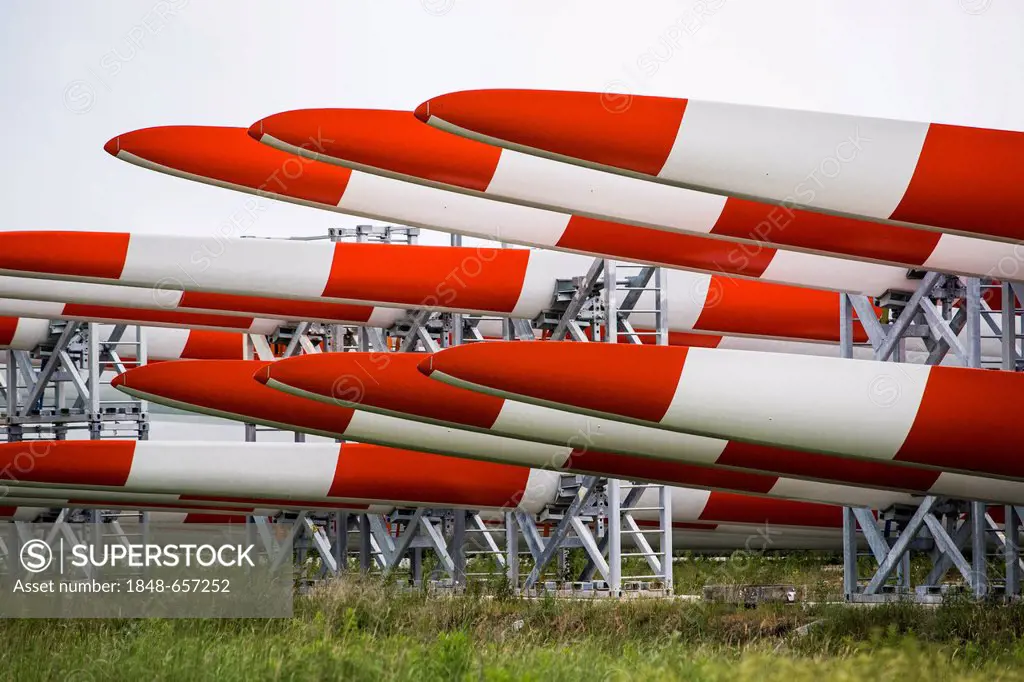Blade Yard, storage for rotor blades of wind turbines, of the Danish company LM Wind Power Blades, Goleniów Industrial Park, Poland, Europe