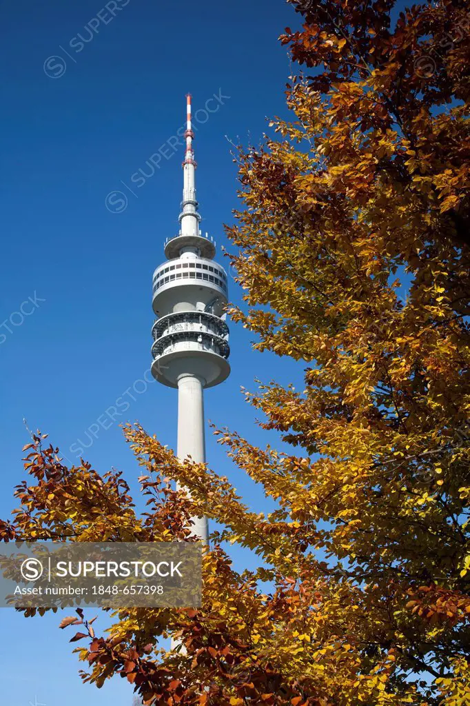 TV tower, Olympiapark, Olympic Park, Munich, Bavaria, Germany, Europe