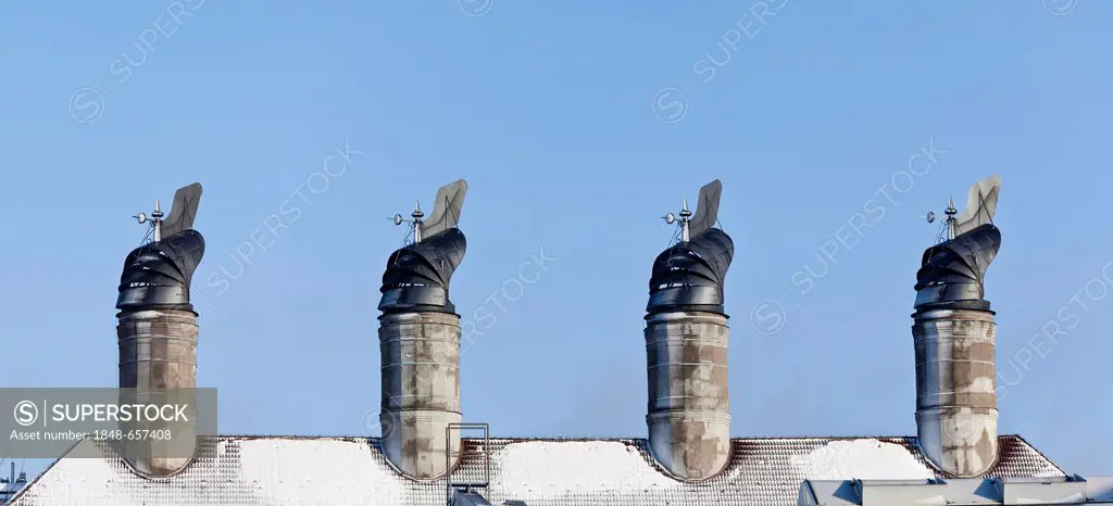 Wind vanes or cowls which are used for drying and airing the malt in the underlying oast house by means of suction and negative pressure, on the forme...