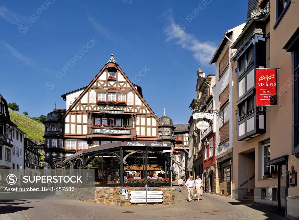 Alte Bauernschaenke Hotel, Assmannshausen, Upper Middle Rhine Valley, a UNESCO World Heritage Site, Rhineland-Palatinate, Germany, Europe
