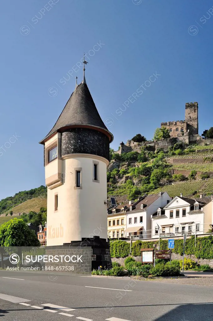 Tower, Kaub, Upper Middle Rhine Valley, a UNESCO World Heritage Site, Rhineland-Palatinate, Germany, Europe