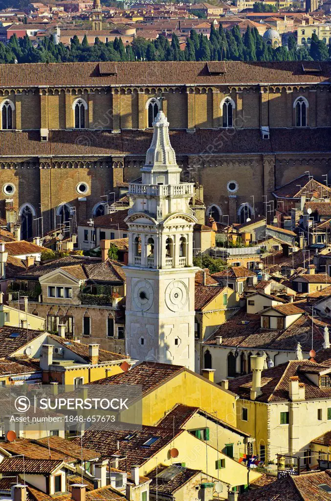 View of the tower of the church Santa Maria Formosa, Venice, Veneto, Italy, Europe