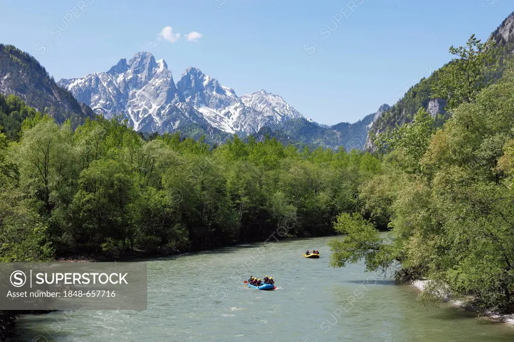Rafting, rubber rafts on the Enns river, Gesaeuse National Park, Ennstal Alps, Upper Styria, Styria, Austria, Europe, PublicGround