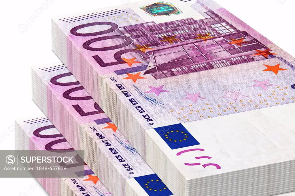 Bundles of 500 euro banknotes