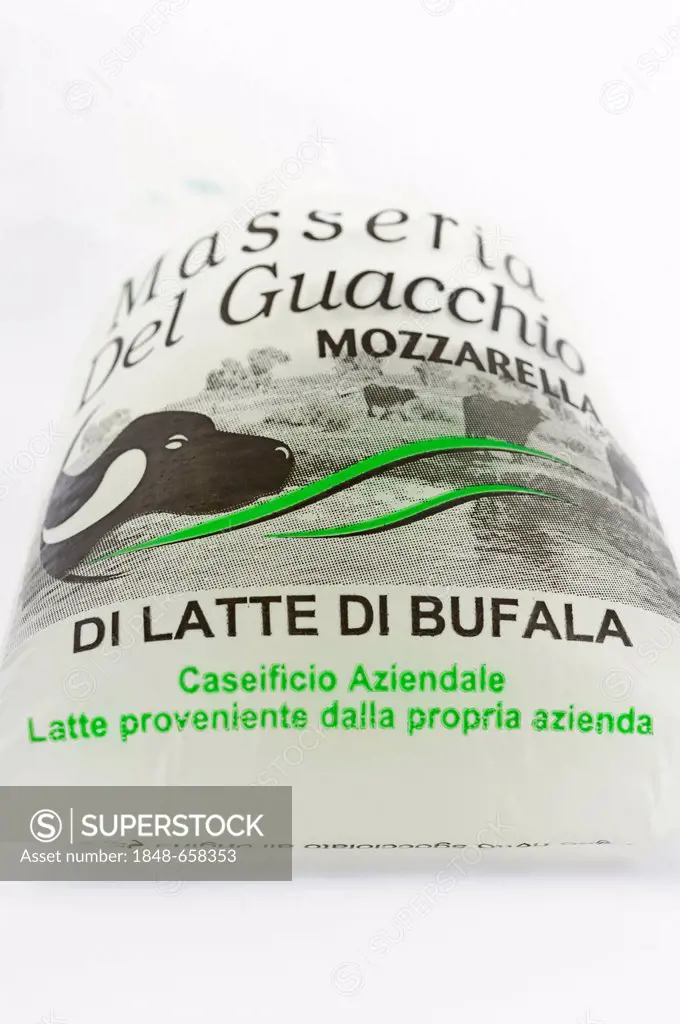 Buffalo mozzarella in a plastic package, directly from the producer, mozzarella di bufala, Campania region, Southern Italy, Italy, Europe