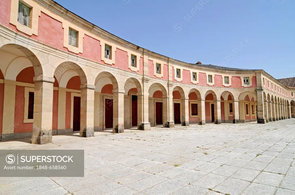 Arcades, Royal Palace of Riofrío, Navas de Riofrio, province of Segovia, Castilla y Leon, Castile and León, Spain, Europe