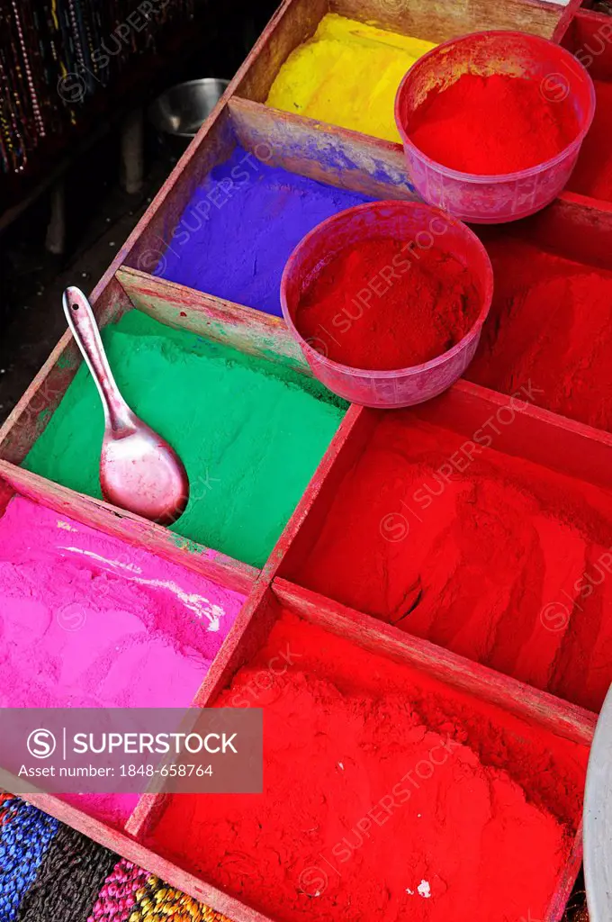 Color pigments, Pashupatinath, Kathmandu, Kathmandu Valley, Nepal, Asia