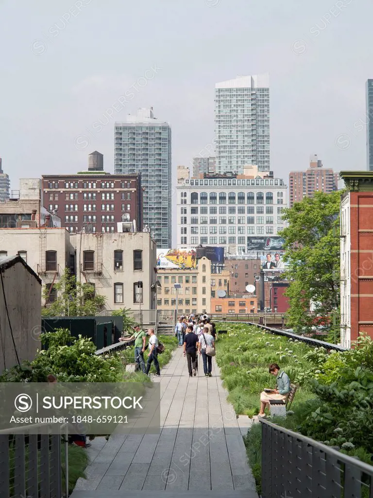 High Line Park with visitors, Manhattan, New York City, USA, North America, America