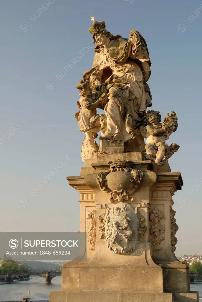 Statue on the Charles Bridge, old town, UNESCO World Heritage Site, Prague, Czech Republic, Europe