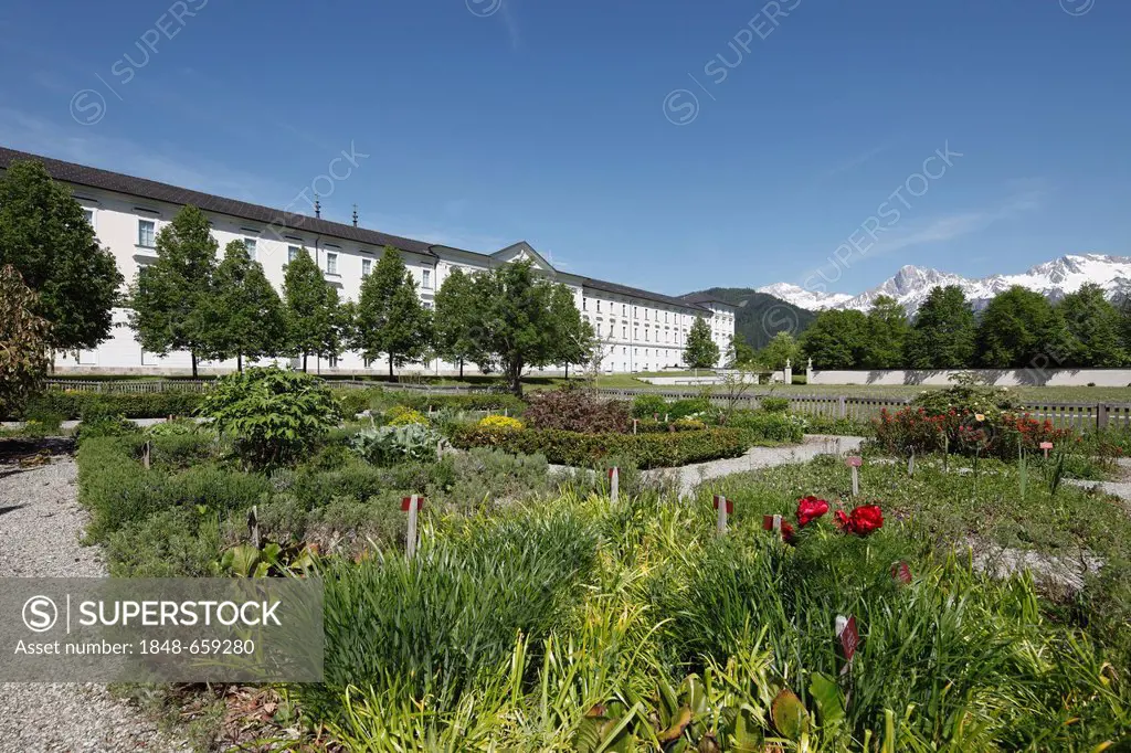 Herb garden, Admont Abbey, a Benedictine monastery, Upper Styria, Styria, Austria, Europe