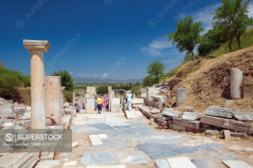 Roman road, antique city of Ephesus, Efes, Turkey, Western Asia