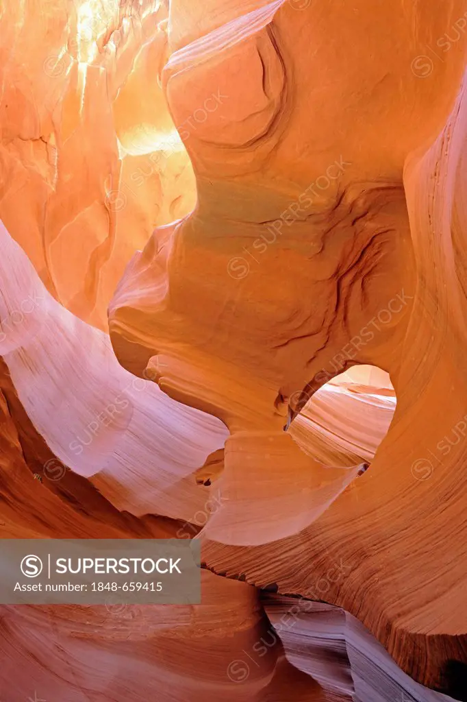 Rock shapes, colors and textures in the Antelope Slot Canyon, Arizona, USA, America