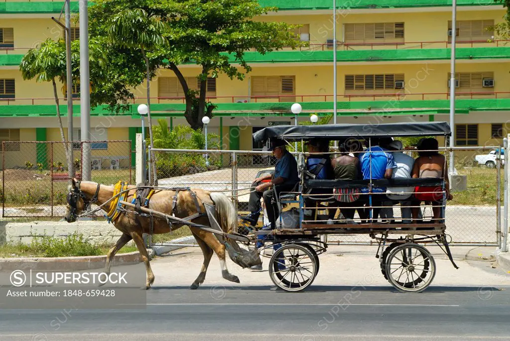 Horse-drawn carriage in Camaguey, Cuba, Caribbean