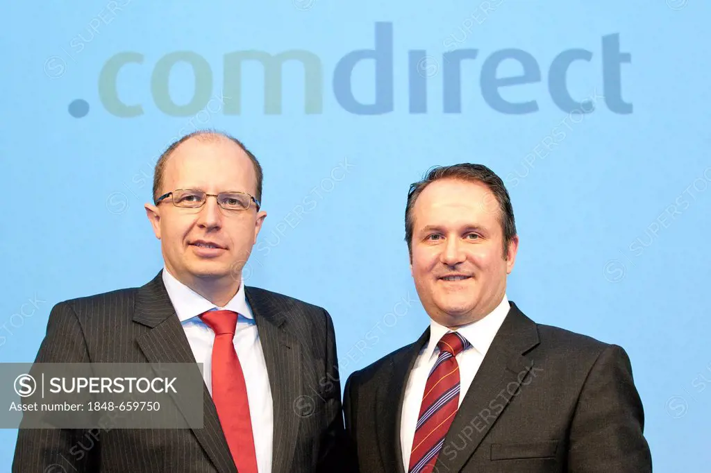 Thorsten Reitmeyer, left, CEO of comdirect Bank AG, and Christian Diekmann, Chief Financial Officer of comdirect Bank AG, during the financial stateme...