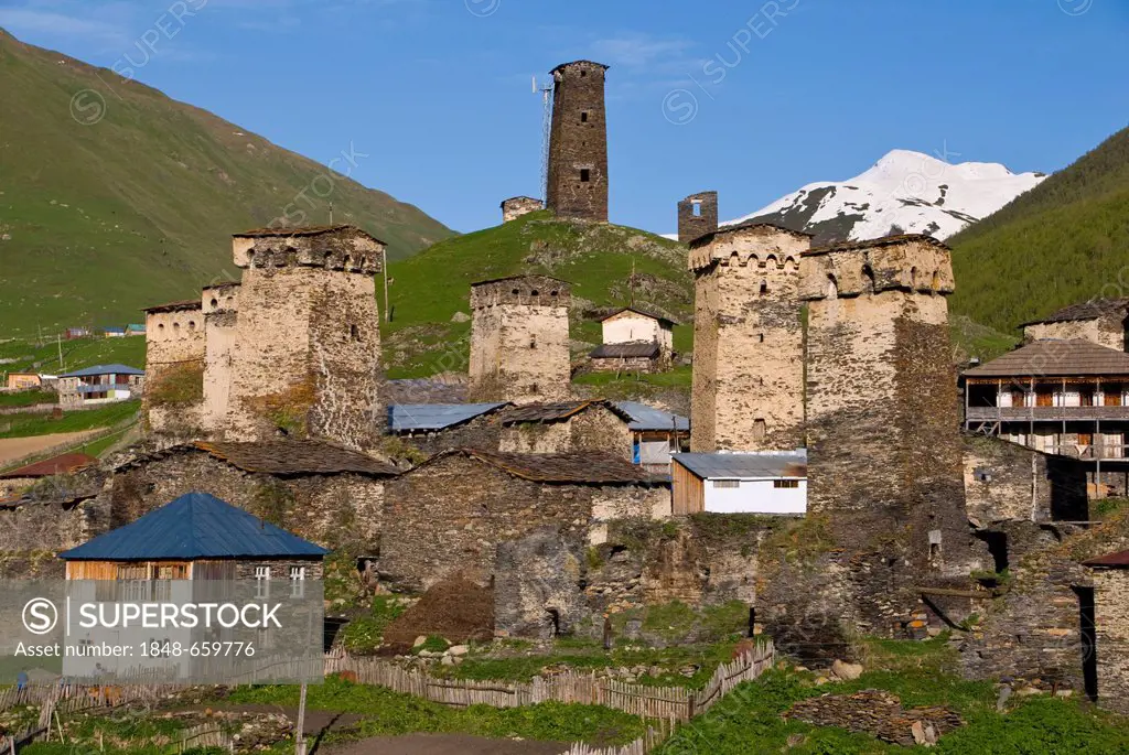Historic mountain village of Ushguli, UNESCO World Heritage site, Svaneti province, Georgia, Middle East