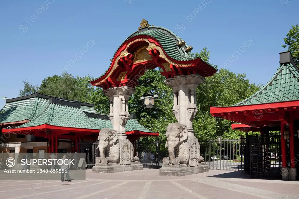 Elephant gate, Zoo, Charlottenburg quarter, Berlin, Germany, Europe