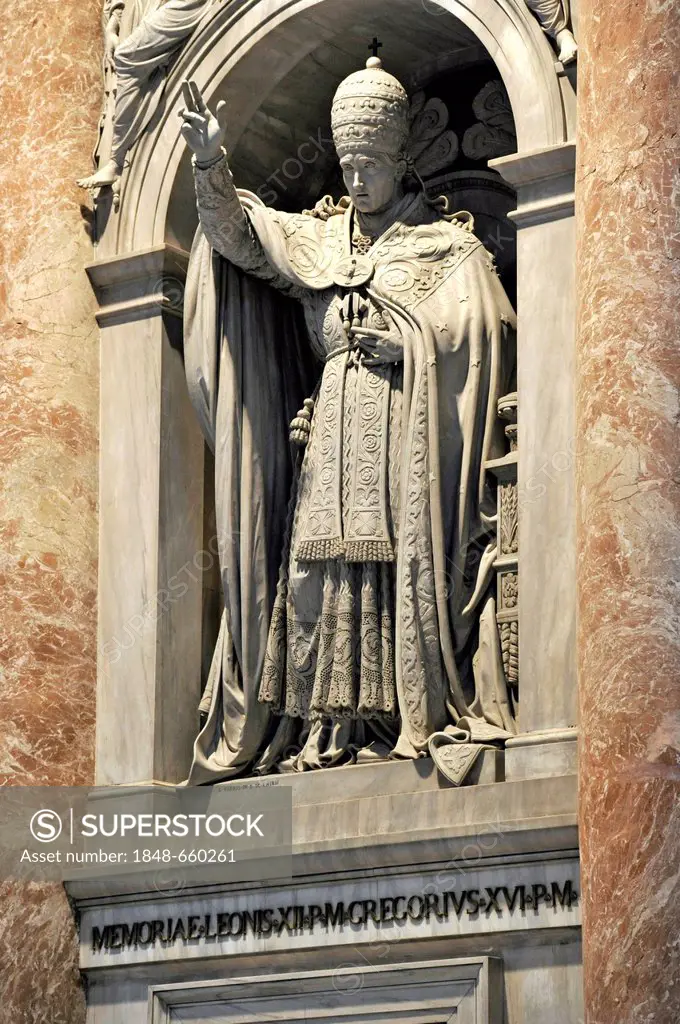 Monument to Pope Leo XII, St. Peter's Basilica, Vatican City, Rome, Lazio region, Italy, Europe