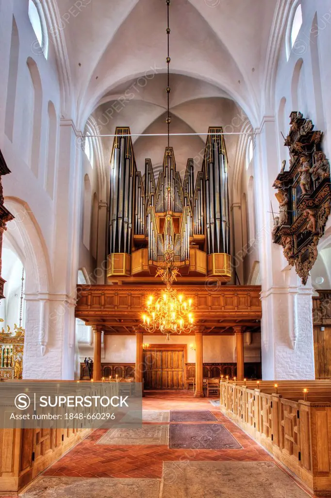 The organ in Sct. Olai Domkirke cathedral, Helsingør, Elsinore, Denmark, Europe