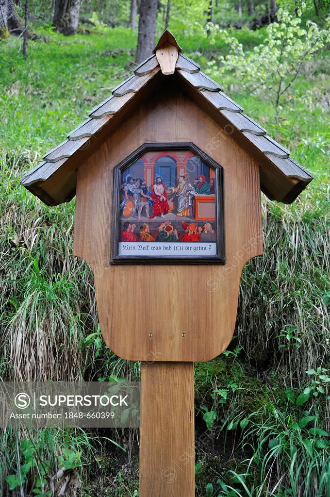 Image of the 8th Station of the Cross, My people, what have I done to you, Ramsau, Upper Bavaria, Bavaria, Germany, Europe