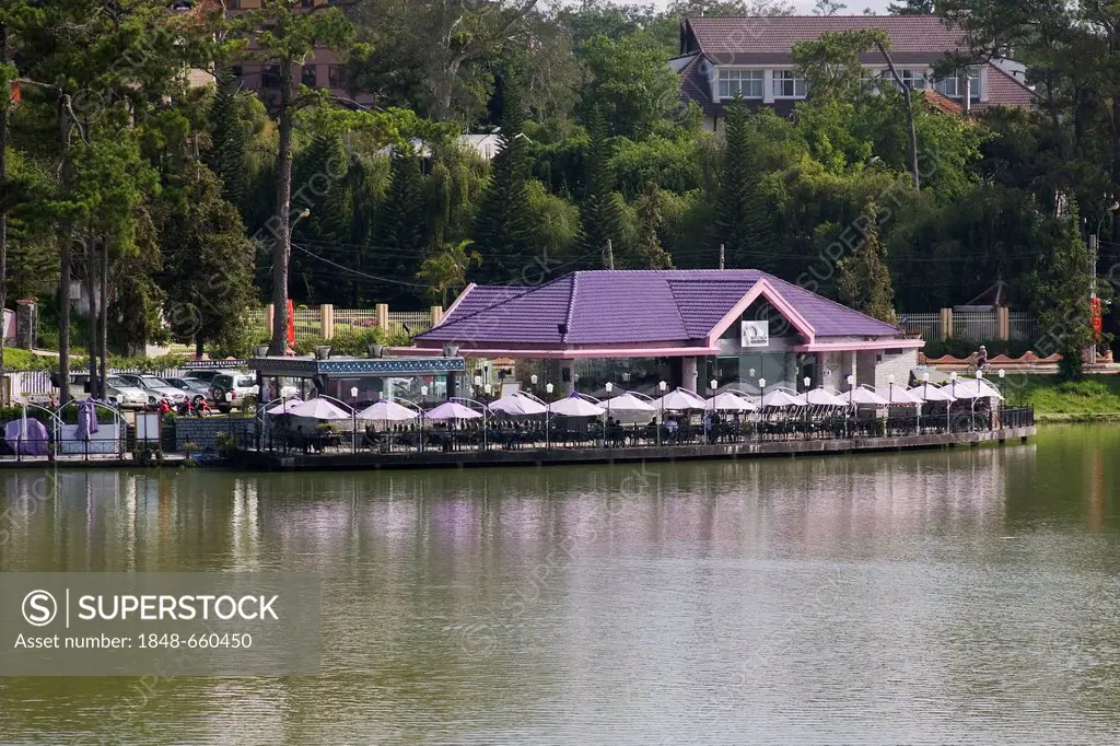 Café and restaurant at the Xuang Huong Lake, Dalat, Central Highlands, Vietnam, Asia