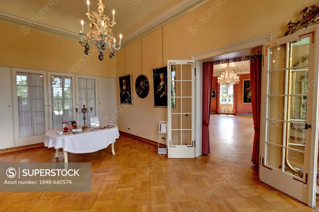 Interior, Schloss Callenberg palace, hunting lodge and summer residence of the Dukes of Saxe-Coburg and Gotha, Coburg, Upper Franconia, Bavaria, Germa...