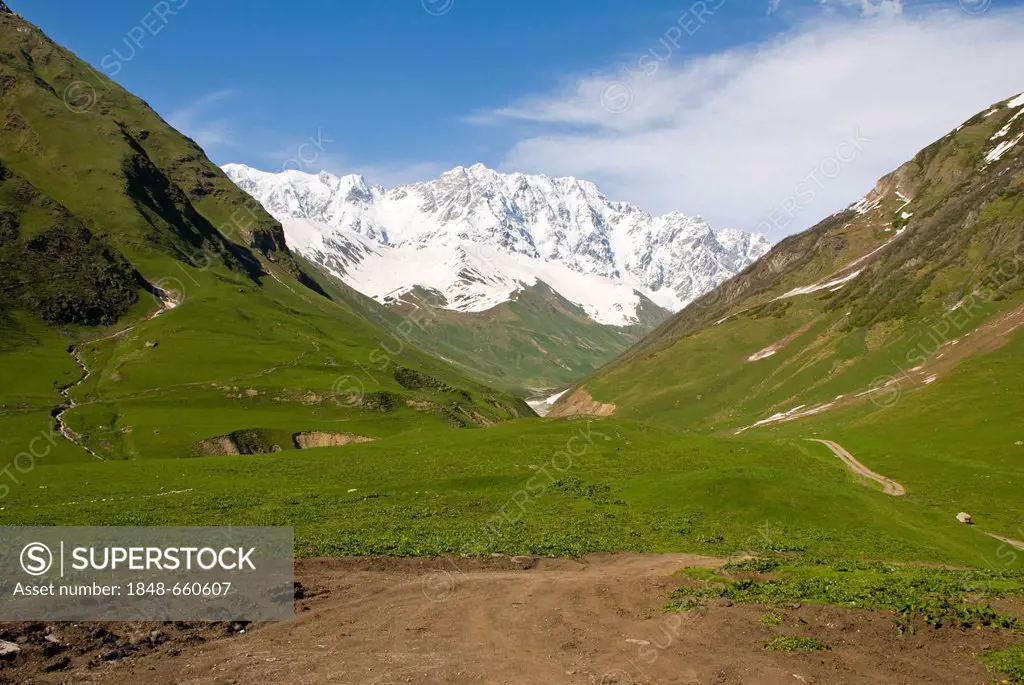 Mountain landscape, Ushguli, UNESCO World Heritage site, Svaneti province, Georgia, Middle East